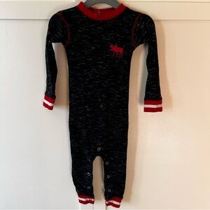 Lazy One Infant Alaska Moose Caboose Plaid‎ Flapjack Pajamas Size 12 Months